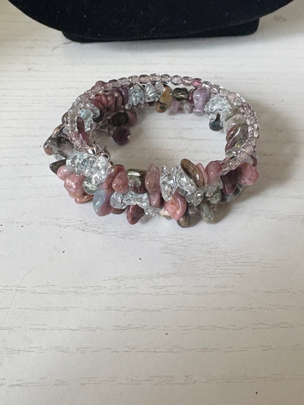 Pink Multicolor Chip & Crystal Wrap Bracelet